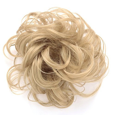 OneDor® Synthetic Clip on/in Messy Hair Bun Extension Chignon Hair Piece Wig (25#-Light Golden Blonde)