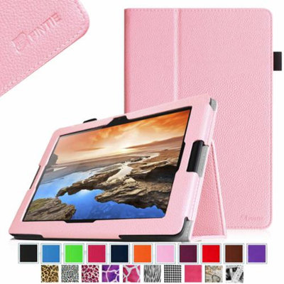 Fintie Folio Leather Case with Auto Sleep / Wake Feature for Lenovo IdeaTab A10-70 10.1-Inch Android Tablet, Pink