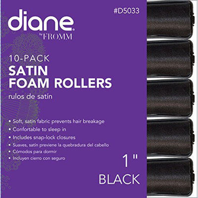 Diane 1-Inch Satin Foam Rollers - Black (D5033)