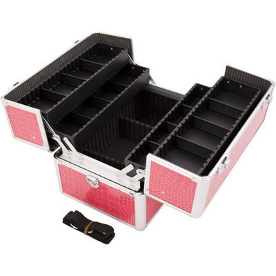 JustCase 4-Tiers Accordion Trays Pro Cosmetic Makeup Case with Dividers