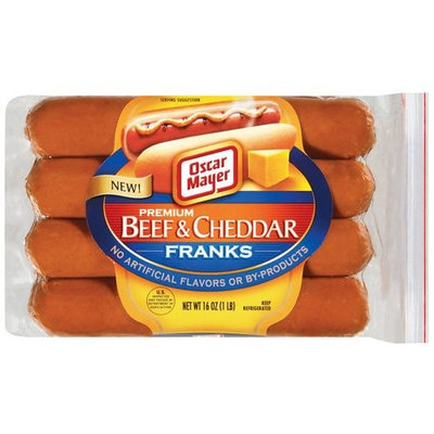 Oscar Mayer Premium Beef & Cheddar Hot Dogs, 16 oz