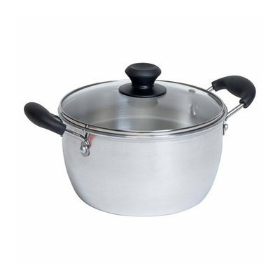 Imusa Aluminum Pot with Glass Lid and Bakelite Handle (4 Quart)