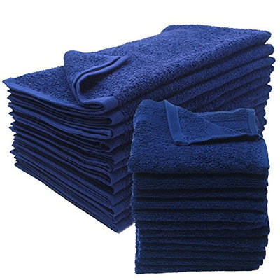 12 Dozen 100% Cotton Salon Towels Gym Towels Hand Towel 144-Pack Navy Blue- (16