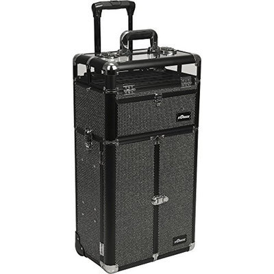 Sunrise I31066 Professional 2-in-1 Rolling Makeup Artist Cosmetic Nail Case Organizer with Bottle Holder and Drawers