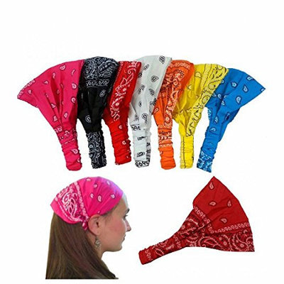 CoverYourHair 28382 5 Assorted Paisley Print Wide Bandana Headbands