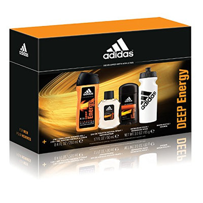 Adidas Personal Care Deep Energy 3 Piece Gift Set (8.4 Ounce Body Wash Plus 1.7 Ounce Eau De Toilette Plus 3 Ounce Deodorant)