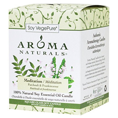 Aroma Naturals 100 Percent Natural Meditation Square Glass Soy Candle