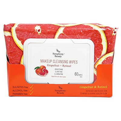Symphony Beauty Makeup Cleansing Wipes 60 Wipes (Grapefruit & Retinol)