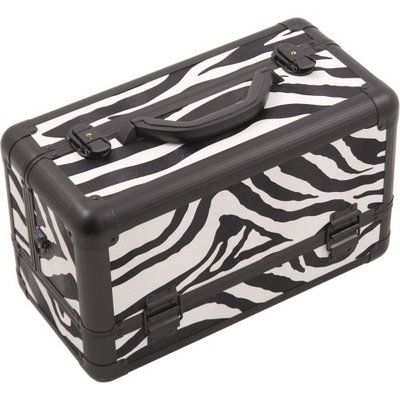Hiker 3-Tier Extendable Trays Pro Cosmetic Makeup Case with Brush Holder in Zebra