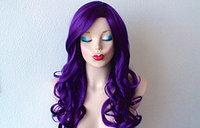 Purple wig. Deep purple Long curly hair long side bangs wig. Durable Heat resistant wig for daytime use or cosplay.