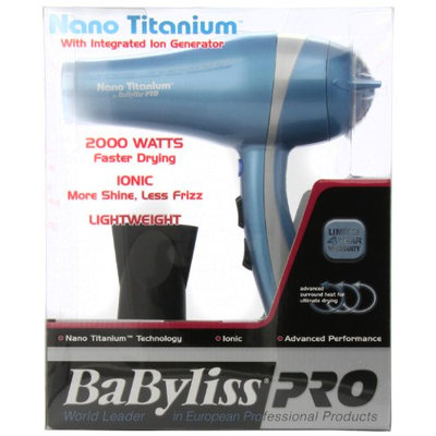Babyliss Pro BABNT5548 2000 Watt Ionic Nano Titanium with Integrated Ion Generator Hair Dryer