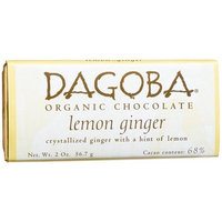 Dagoba Lemon Ginger (68%) Crystallized Ginger, Lemon Bar, 2.0-Ounce Bars (Pack of 12)