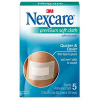 3M MMMH3564 Nexcare Soft Cloth Premium Adhesive Gauze Pad Pack of 5