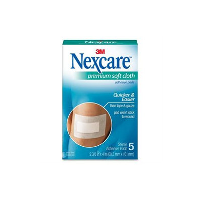 3M MMMH3564 Nexcare Soft Cloth Premium Adhesive Gauze Pad Pack of 5