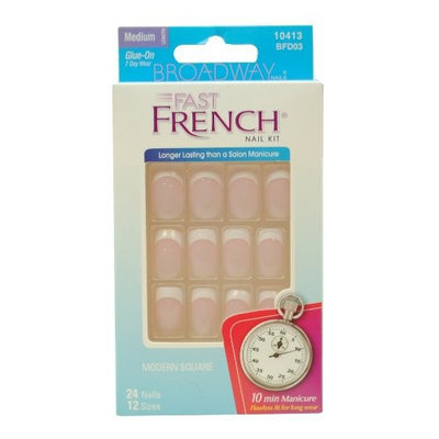 Kiss® Products Broadway Fast French, Medium, True Pink, 24 Nail Kit