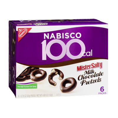 Nabisco 100 Cal Mister Salty Milk Chocolate Pretzels - 6 PK