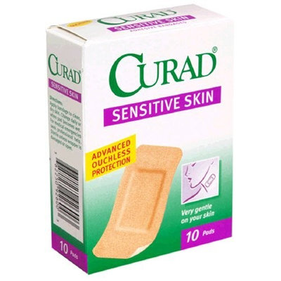 Curad Bandages, Sensitive Skin, 10 pads (Pack of 24)