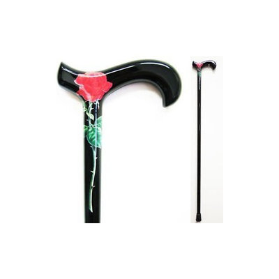 Med Aid Corp Carbon Fiber Walking Cane Color: Black with Red Rose