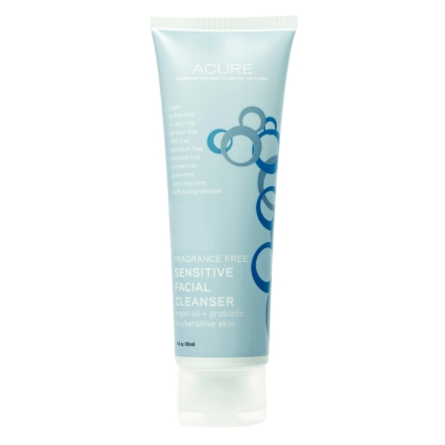 Acure Sensitive Facial Cleanser Argan Oil + Probiotic, Fragrance Free, 4 fl oz