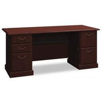 Bush Syndicate 72-in. Double Pedestal Desk - Harvest Cherry
