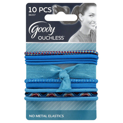 Goody Products Inc. Ouchless Designer Series Tiebacks, Blue, 10 CT