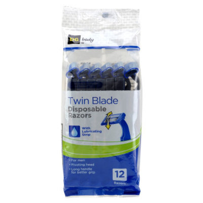 DG Body Men's Twin-Blade Pivoting Disposable Razors - 12 ct