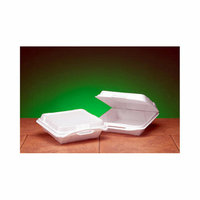 Genpak Foam Hinged Carryout Container with 1 Compartment in White