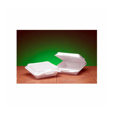 Genpak Foam Hinged Carryout Container with 1 Compartment in White