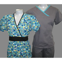 MEDGEAR 3 -PC 7871 Pewter Aqua & 1010 Aqua Bubble Print top