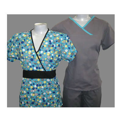 MEDGEAR 3 -PC 7871 Pewter Aqua & 1010 Aqua Bubble Print top