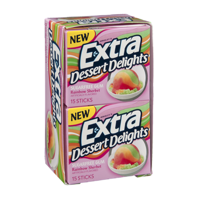 Extra Dessert Delights Sugarfree Gum Rainbow Sherbet - 10 PK