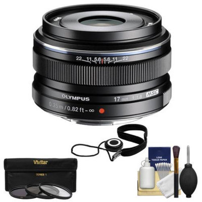 Olympus M.Zuiko 17mm f/1.8 Digital Lens (Black) with 3 UV/ND8/PL Filters + Accessory Kit for OM-D EM-5, Pen E-P5, E-PL2, E-PL3, E-PL5, E-PM1, E-PM2 Micro 4/3 Cameras