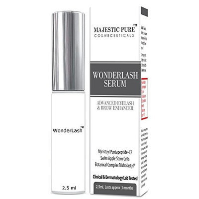 Majestic Pure Eyelash Growth Serum WonderLash - 2.5 ml Cutting Edge Myristoyl Pentapeptide-17 & Swiss Apple Stem Cells Based Formula For Eyelashes and Brows