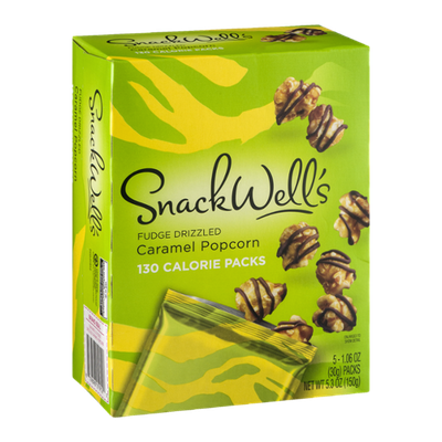 SnackWell's Fudge Drizzled Caramel Popcorn 130 Calorie Packs - 5 PK