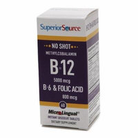 Superior Source No Shot Methyl B12 5000 mcg/B6/Folic Acid 800mcg, Disolve Tablets 60 ea