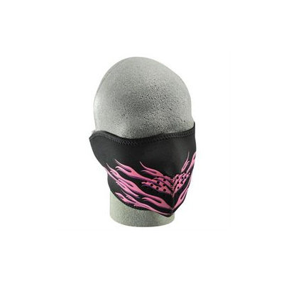 Cold Weather Headwear Neoprene 1/2 Face Mask, Pink Flames