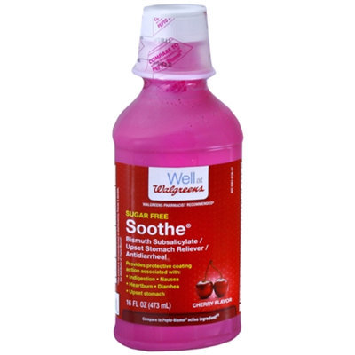 Walgreens Soothe Upset Stomach Reliever, Sugar Free, Cherry, 16 fl oz