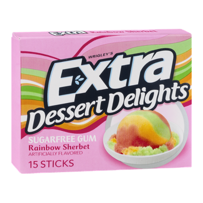 Wrigley's Extra Dessert Delights Sugar Free Gum Rainbow Sherbet - 15 CT