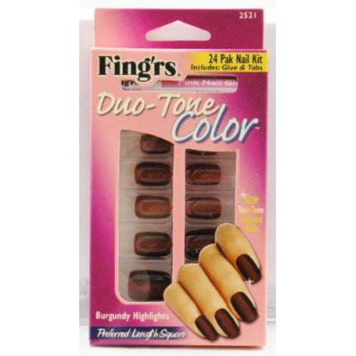 Fing'rs Duo-Tone Color 24 Pak Nail Kit - Burgundy Highlights - 2521