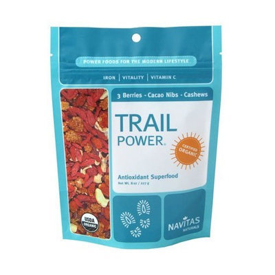 Navitas Naturals Trail Power, Organic Raw Trail Mix - 3 Berries-Cacao Nibs-Cashews 8 oz