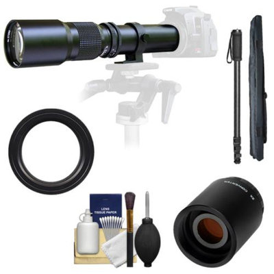 Samyang 500mm f/8.0 Telephoto Lens with 2x Teleconverter (=1000mm) + Monopod Kit for Canon EOS 60D, 7D, 5D Mark II III, Rebel T3, T3i, T4i Digital SLR Cameras