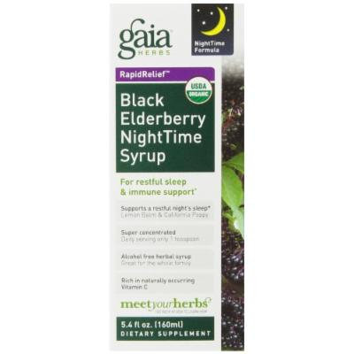 Gaia Herbs Black Elderberry Nighttime Syrup, 5.4 Ounce