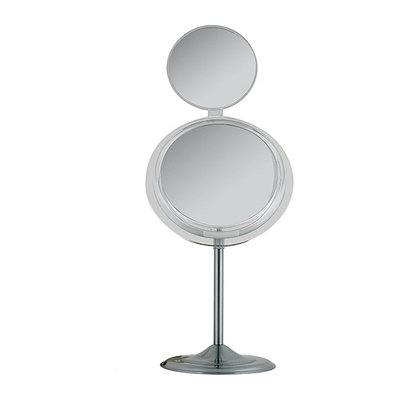 MSA37 Zadro Single-Sided Surround Light Pedestal Vanity Mirror with Folding Mini Mirror & Magnification