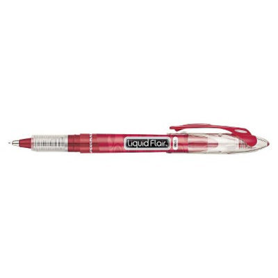 Paper Mate Liquid Flair Porous Point Stick Pen, Medium- Red Ink (12