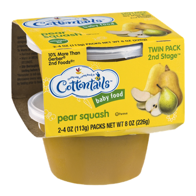 Cottontails 2nd Stage Baby Food Packs Pear Squash