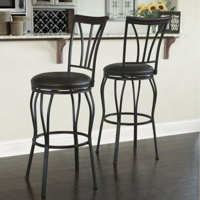 Ashton Adjustable Barstools, Dark Bronze Metal Finish, 2pk