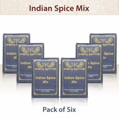 Amazing Ayurveda Premium Handmade Soap- Gentle Handmade 100% Cold Pressed Soap Made Using Nature's Finest Herbs And Oils- No Synthetic Preservatives, Colors or Fragrances. Indian Spice 4.4 Ounce - (Pack of 6)