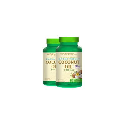 Coconut Oil 1000mg Extra Virgin Organic 2 Bottles x 200 Softgels