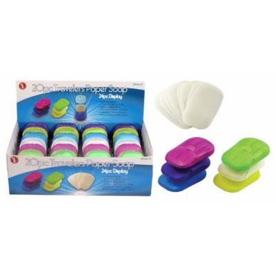 24 Pack Travel Paper Soap Display (20 Paper Soap Sheets in Each Packet), Biodegradable