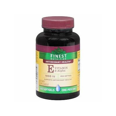 Finest Nutrition E d-Alpha Vitamin 1000 IU Dietary Supplement Softgels 100 Each